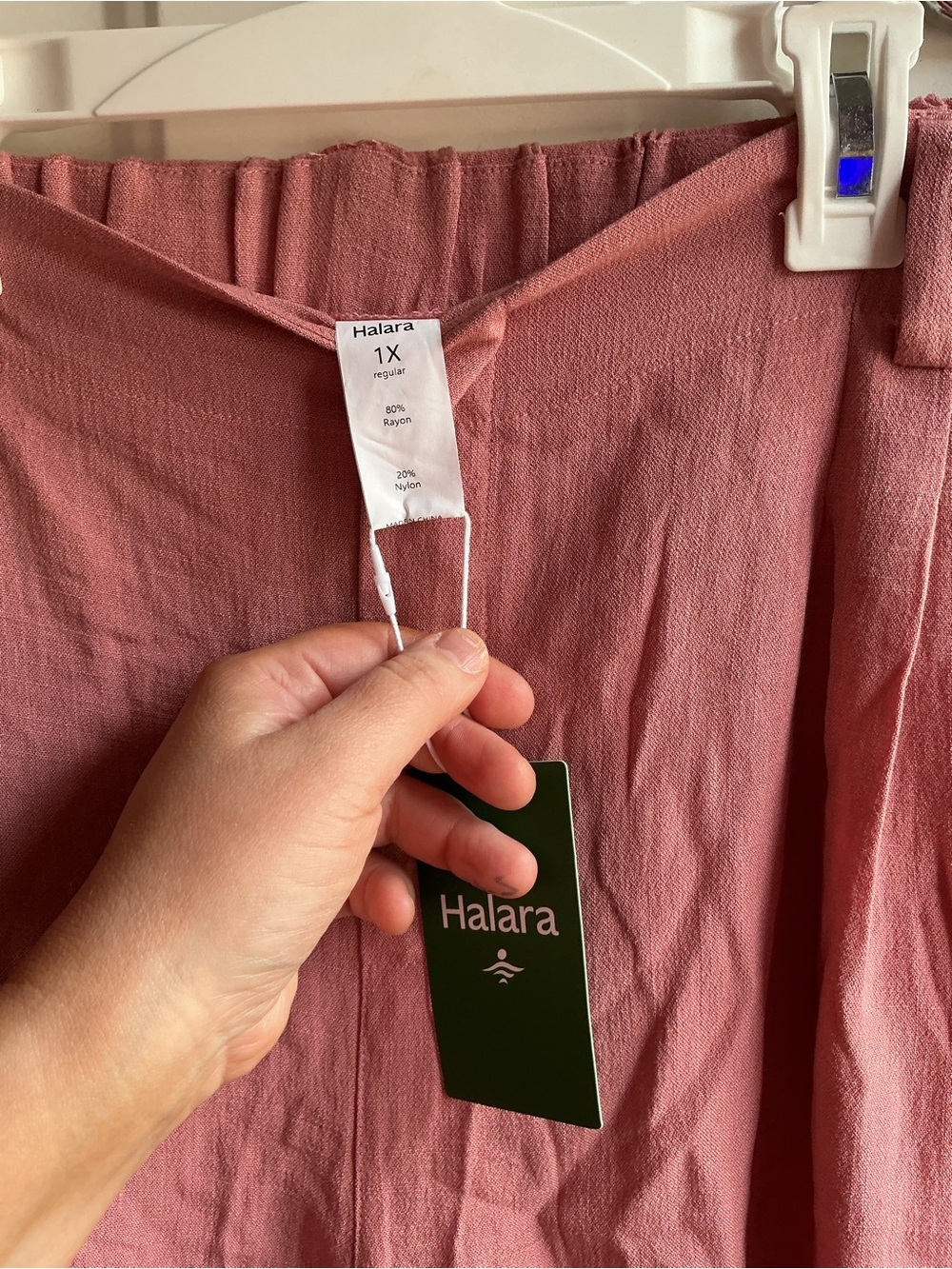 Halara Wide Leg Dress Pants 1X Dusty Pink High Rise Pull On Office Casual - Picture 9 of 11